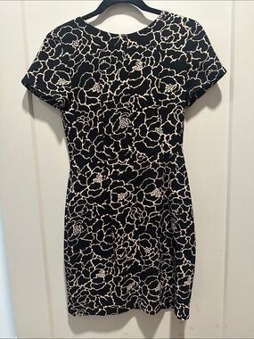 Club Monaco Black and Cream Floral Mini Dress